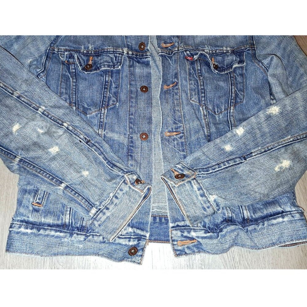 Levi's 70507 Standard Trucker Distressed Denim Jean Jacket Men's Size Medium - Picture 7 of 9